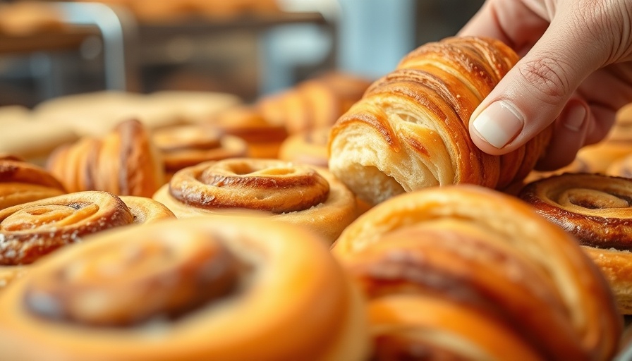 Fresh pastries at Gail's Bakery Hackney being selected.