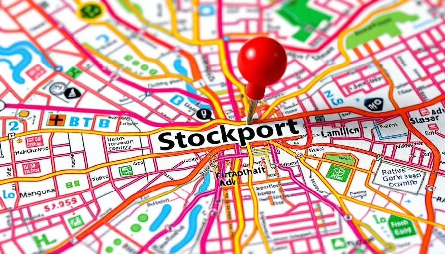 Map of Stockport with pushpin for property investors in Stockport.