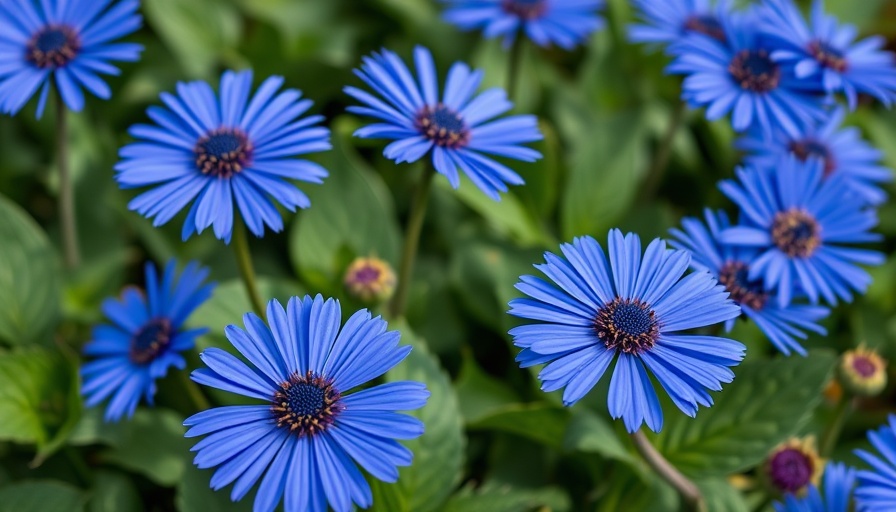 Vivid blue cornflowers in July summer garden