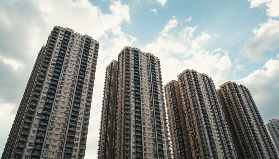 Brighton tower blocks prior to demolition, cloudy sky background.