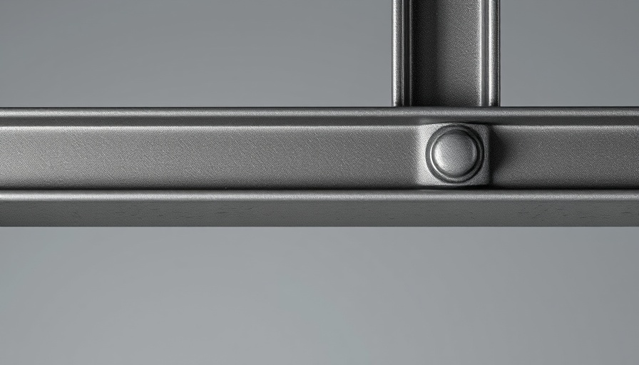 Close-up of a steel beam representing green initiatives in metal fabrication.
