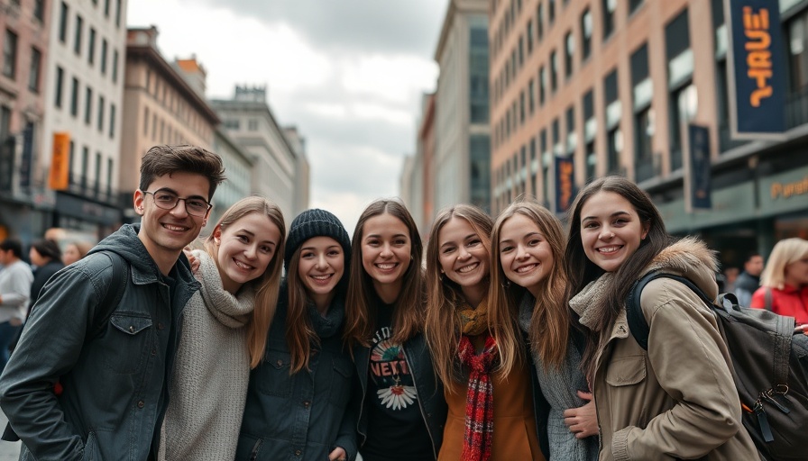 Group of friends enjoying Brighton Pride experience on city street.