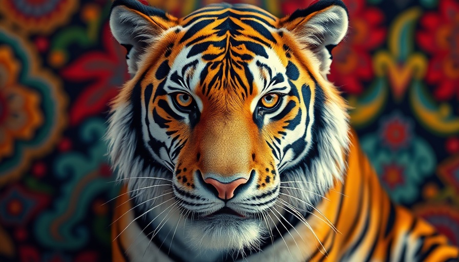 Intricate diamond painting tiger art, showcasing vibrant colors and details.
