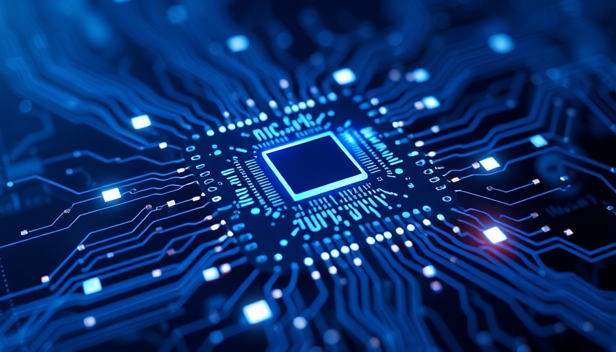 Futuristic microchip depicting Qualcomm data center expansion.