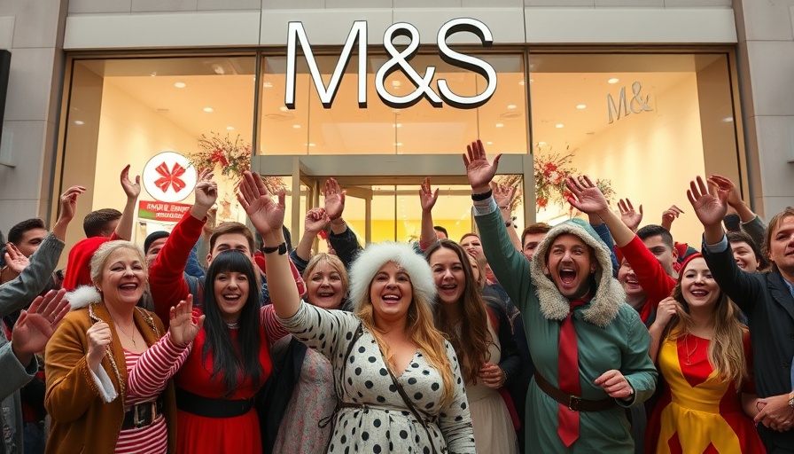 Joyful crowd at Orpington Marks and Spencer reopening celebration.