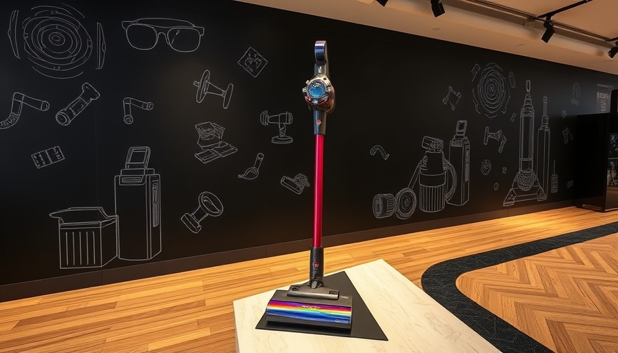 Dyson new vacuums air purifiers release display in modern showroom.
