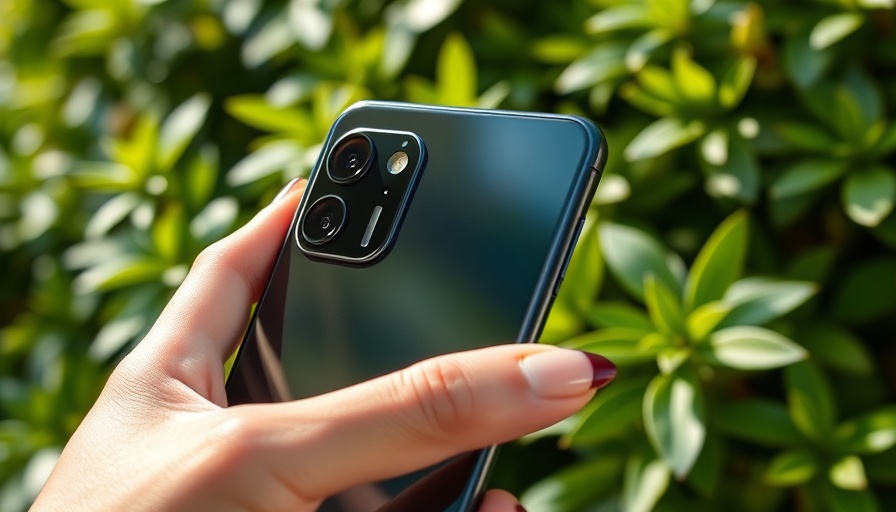 iPhone 17 Pro features triple camera setup in hand with greenery