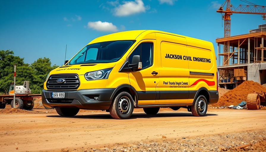 Jackson Civil Engineering van at construction site during record year.