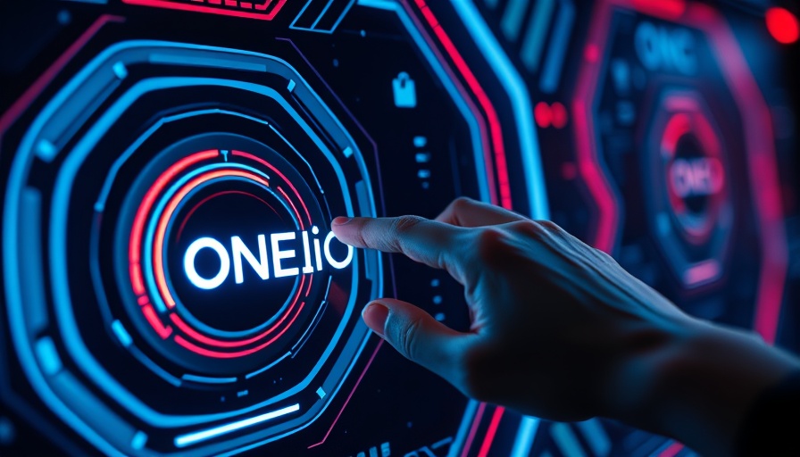 ONEiO IT integrations interface with glowing button and hand.