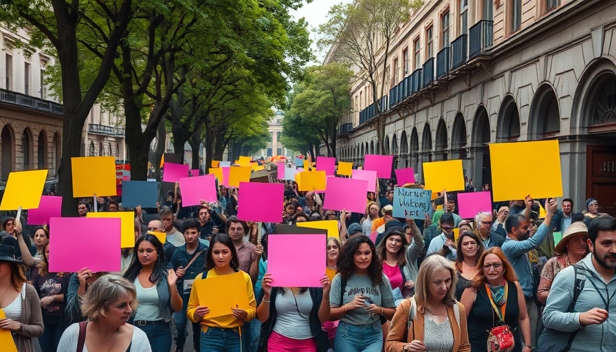 Anti-Tommy Robinson protests with diverse crowd and colorful signs.