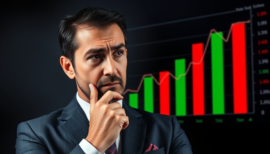 Concerned businessman worried about hidden property costs with bar graph.