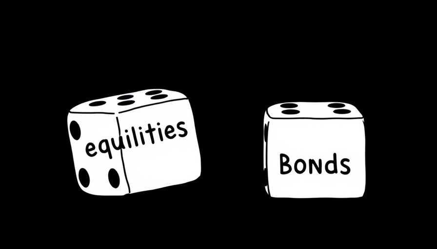 Illustration of equities and bonds dice showing expected returns in investments.