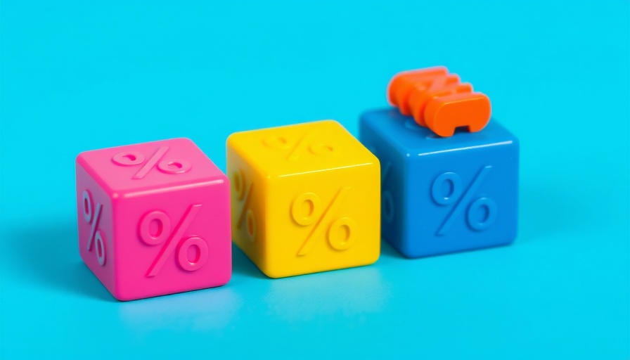 Colorful blocks symbolizing mortgage rate cuts on blue background.