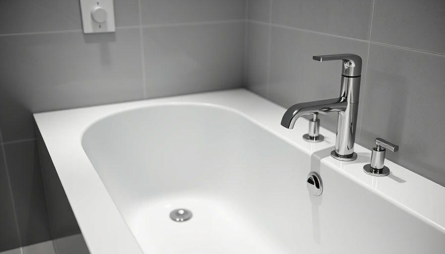 Sleek modern bathtub with water-saving faucet in minimalist bathroom