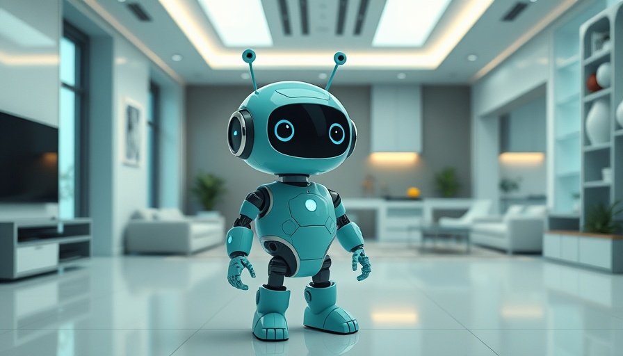 Cute robot with futuristic home layout, Smart & Connected Homes theme