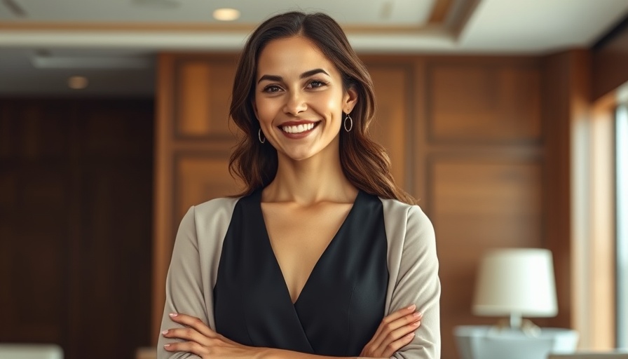 Smiling woman exemplifying risk management leadership.