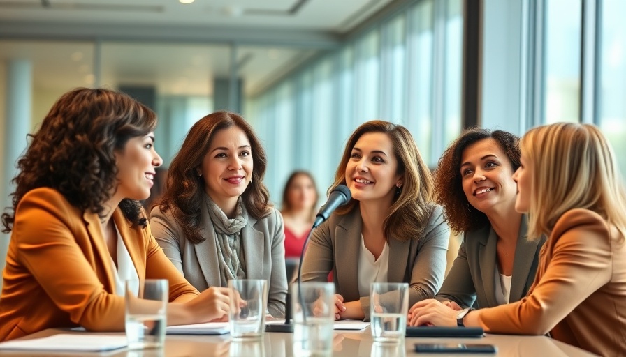Businesswomen discussing ideas at a conference related to African startups expanding into Europe.
