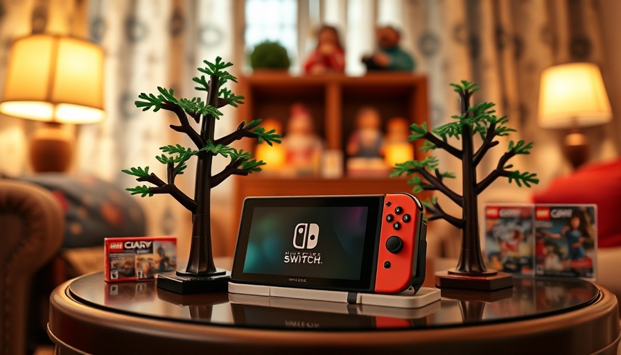Nintendo Switch 2 camera review with games and Lego decor.