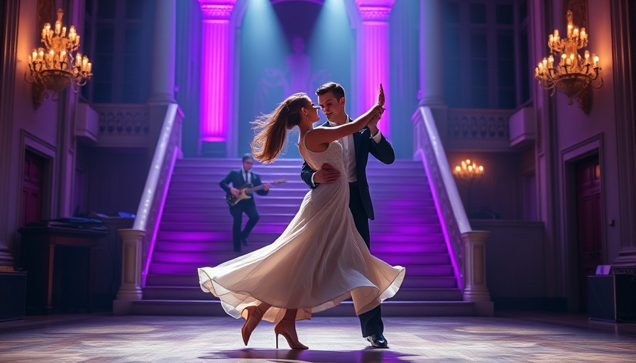 Ellie Goldstein performance on Strictly, ballroom dance, purple stage.