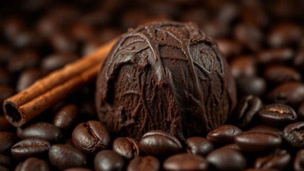 Does AI Help Chocolate Survive? Close-up of chocolate with coffee and cinnamon.