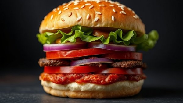 AI for Better Tasting Alt Proteins: appetizing burger layers.