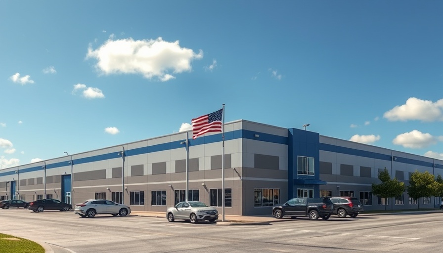 Airtomic expansion facility in Franklin, Indiana with American flag.