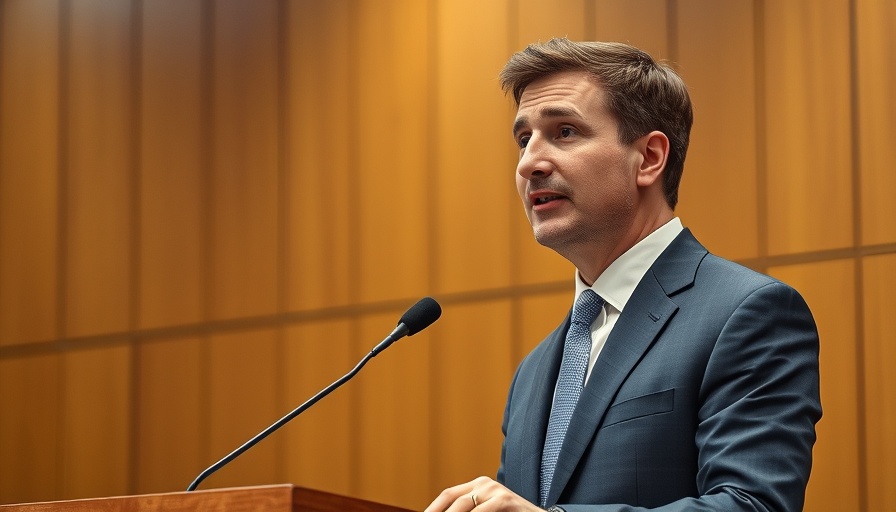 Formal male speaker discussing Indiana Business News