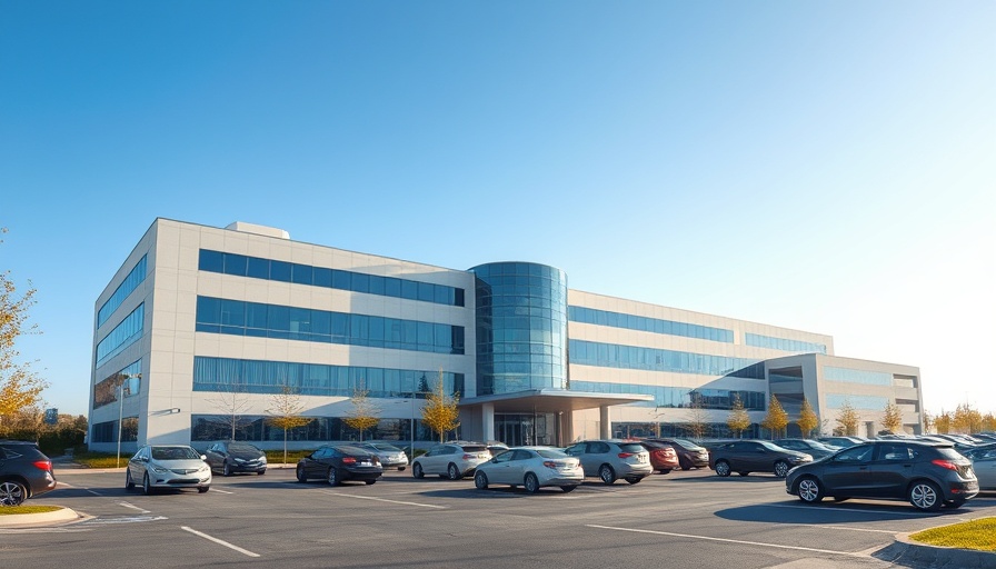 Terre Haute Regional Hospital with clear sky and parking lot.