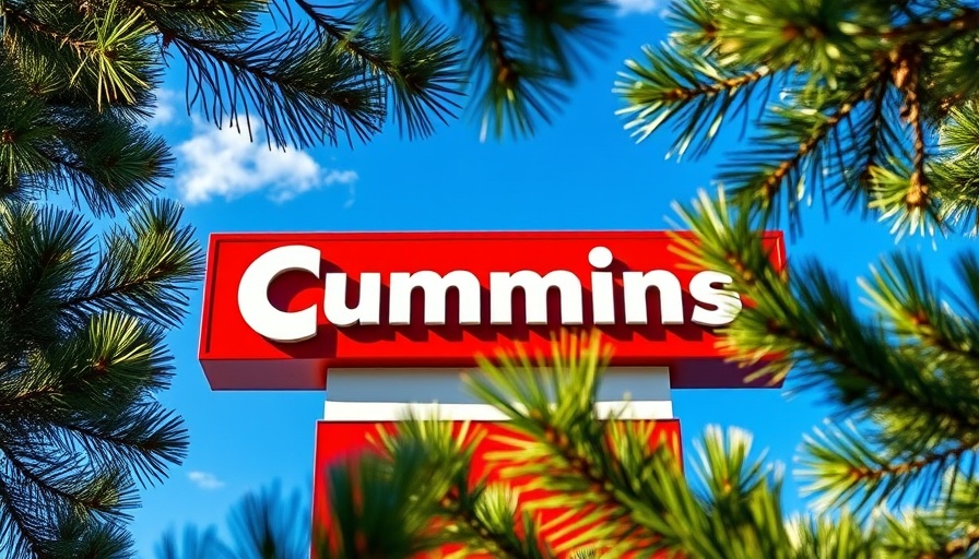 Cummins company sign with blue sky, Indiana Business News context.