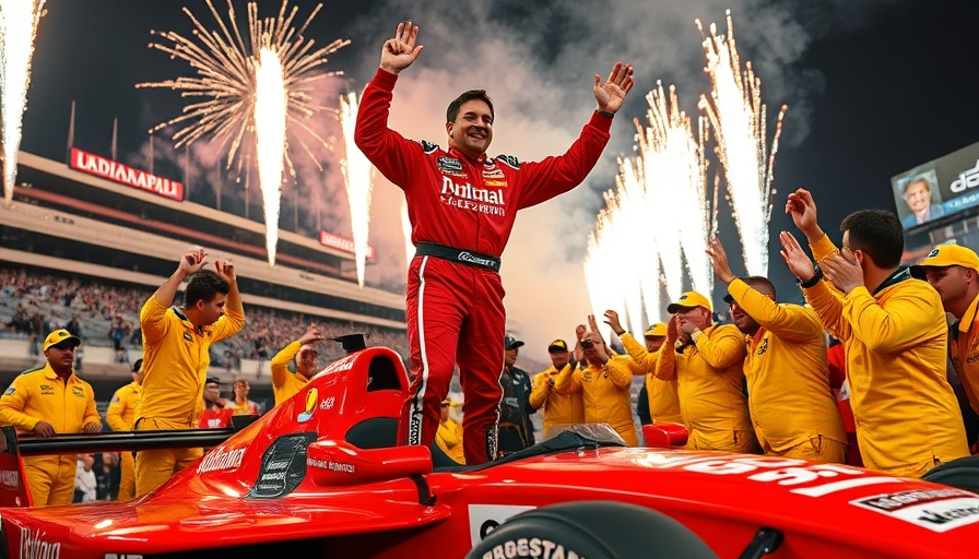 Alex Palou Indy 500 victory celebration with jubilant team.