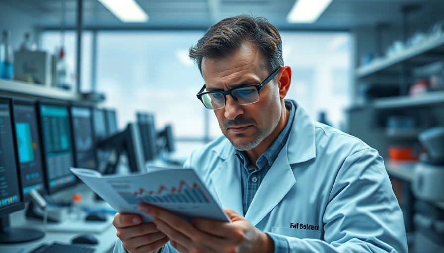 Scientist analyzing funding cuts for avian influenza vaccine in a lab.