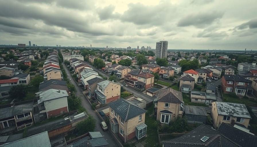 Aerial scene of Indiana's housing problems, showcasing urban decay.