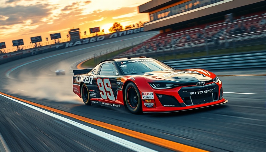 NASCAR race car on track with speed blur