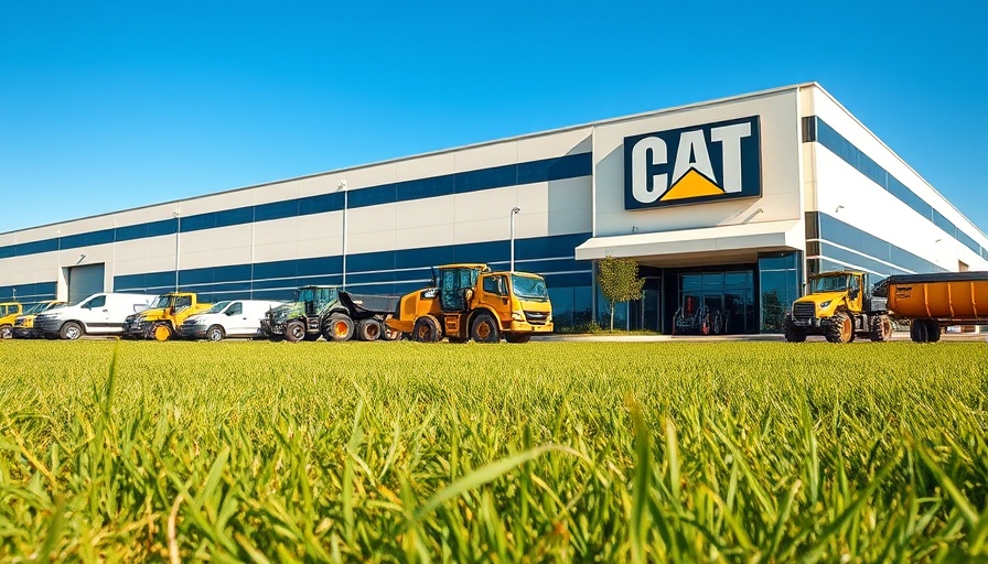 Caterpillar expansion site with sign and building in Lebanon.