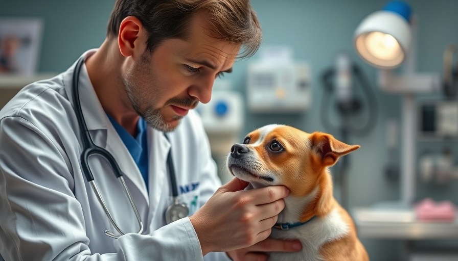 Veterinarian checks small dog for xylitol poisoning in clinical setting.