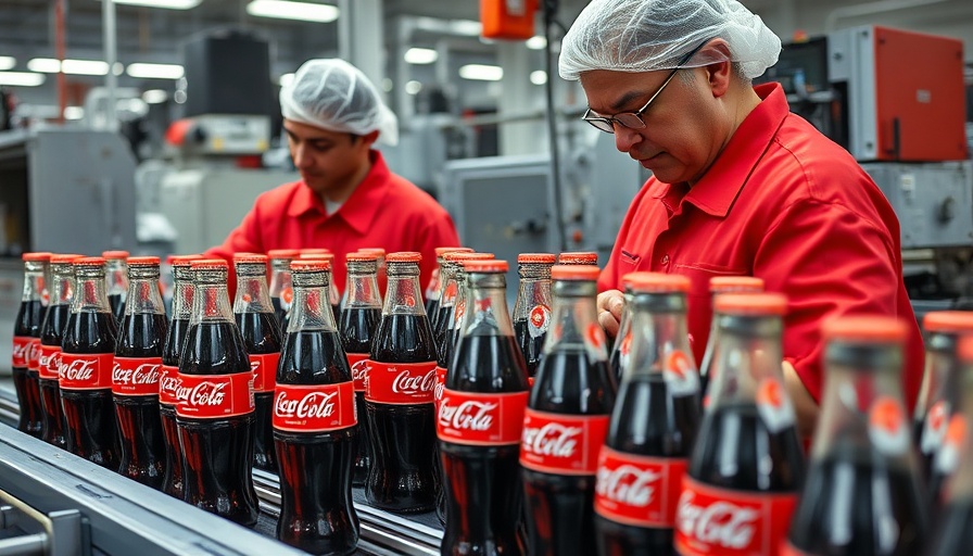 Coca-Cola factory workers inspecting bottles, related to cane sugar change.