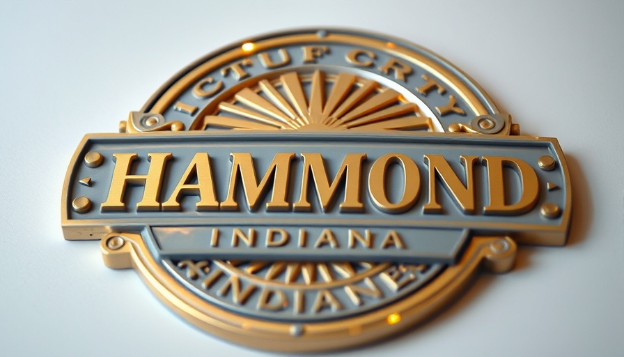 3D emblem of Hammond, Indiana with gold and gray design