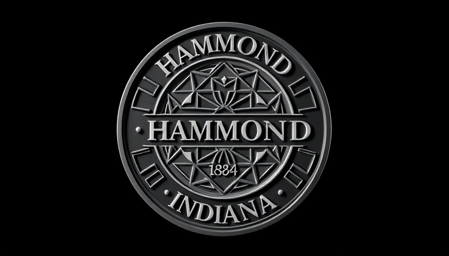 Hammond city seal with geometric design and 1884 inscription.