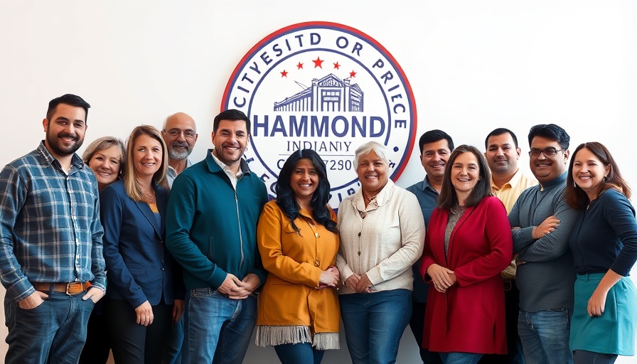 Community group in front of City of Hammond emblem for American Rescue Plan.
