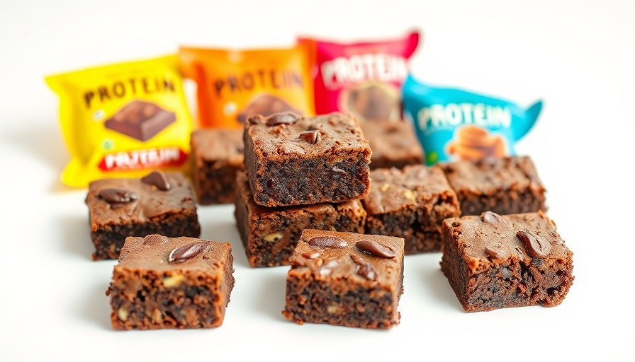 Colorful assortment of protein-packed brownies for weightloss neatly displayed.