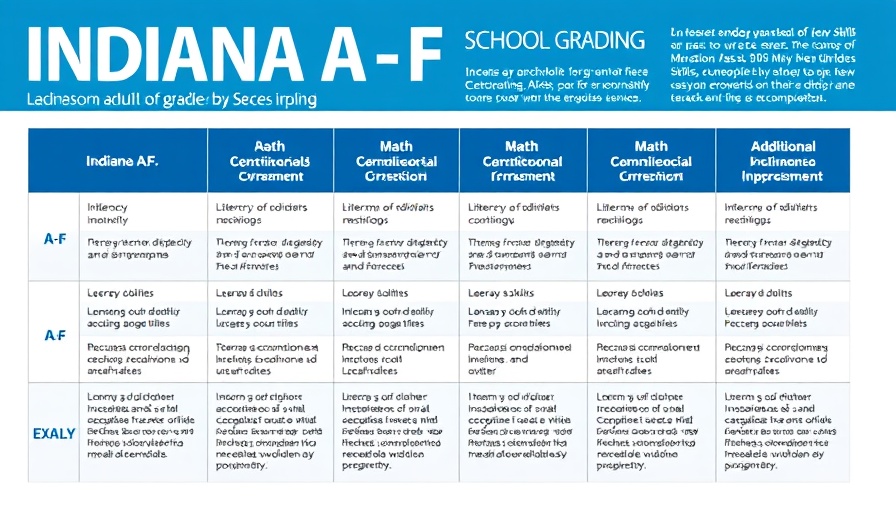 Indiana A-F school grading system infographic chart
