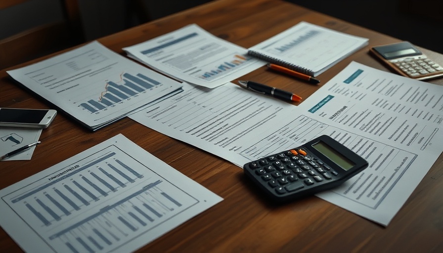 Financial documents with calculator and pen, symbolizing budget cuts and tax reductions impact.