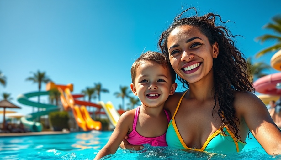 Caribbean family all inclusive resorts: woman and child at tropical pool.