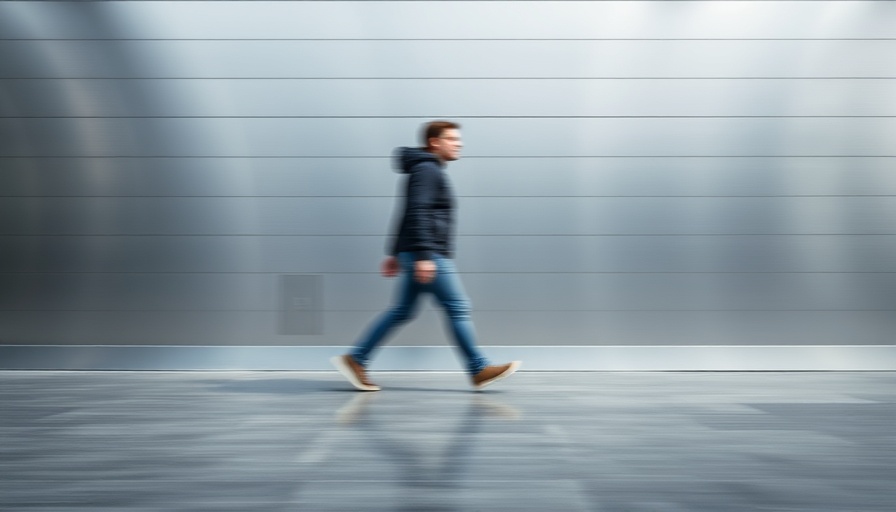 Blurred motion of person walking on reflective surface, trauma as a public health issue.