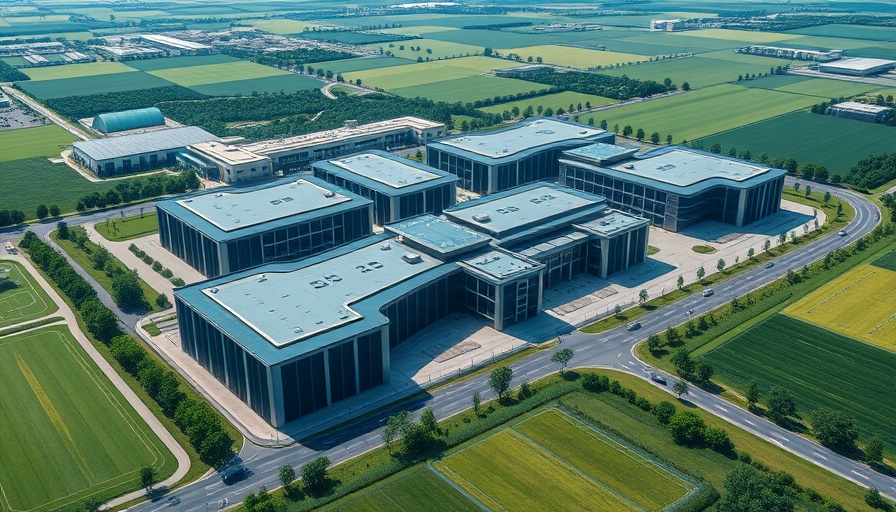 Meta’s data center project in Indiana, sleek modern architecture.