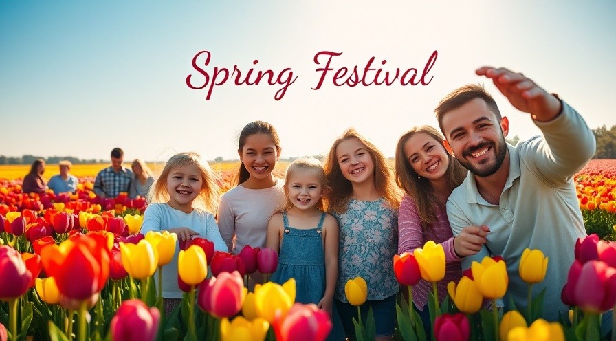 Families enjoy Kernersville spring festivals, exploring vibrant tulip fields.