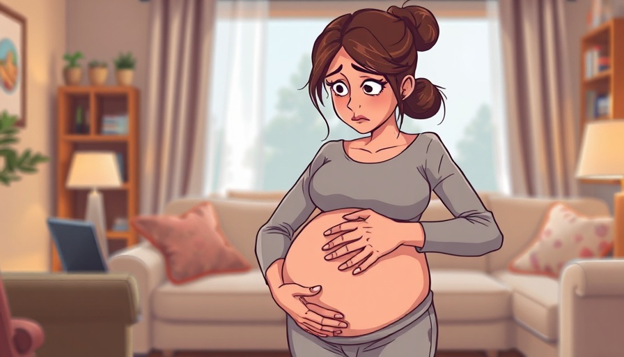 Effects of Prenatal Stress illustration with anxious pregnant woman.