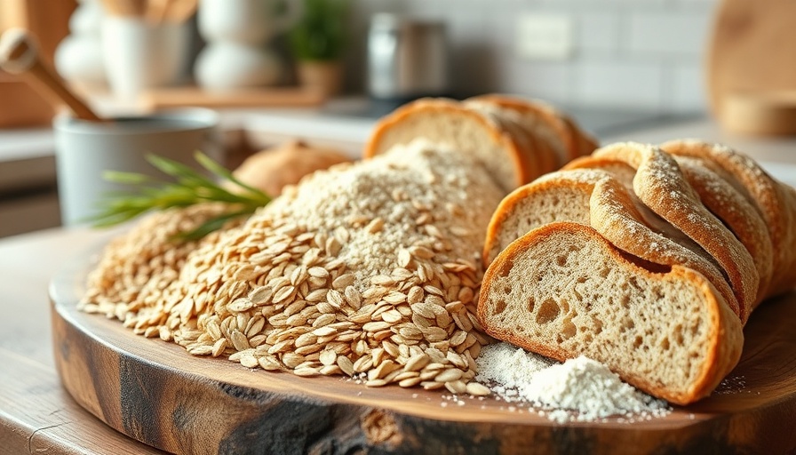 Gluten-free grains and bread assortment in kitchen setting.