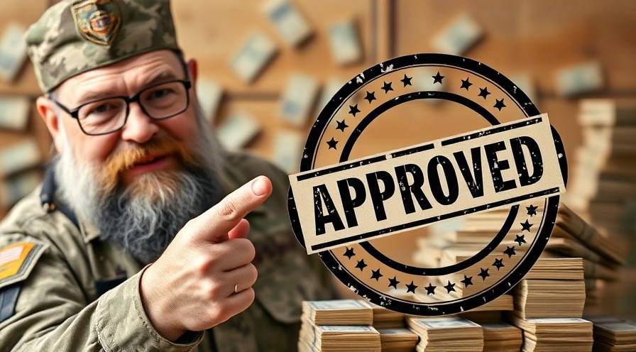 Excited veteran pointing at 'Approved' stamp, symbolizing transitioning from military service to civilian life.