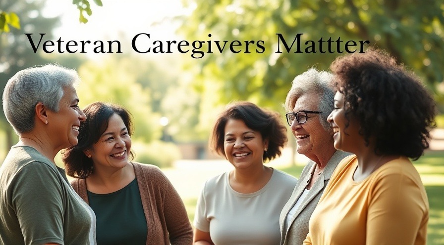 Veterans family caregiver assistance scene with caregivers sharing laughter in a sunlit park.